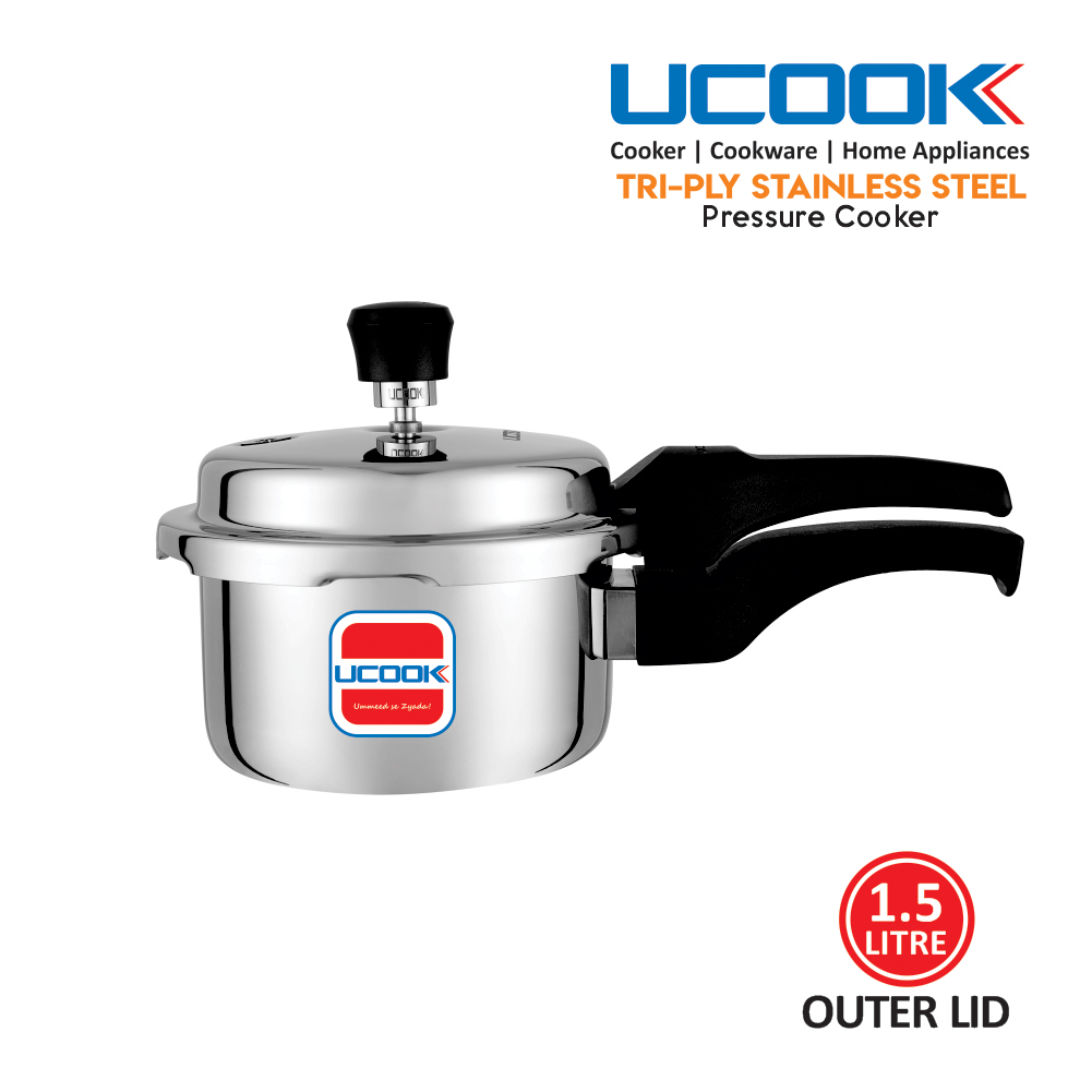 UCOOK Triply Stainless Steel Outerlid Pressure Cooker 1.5 Litre