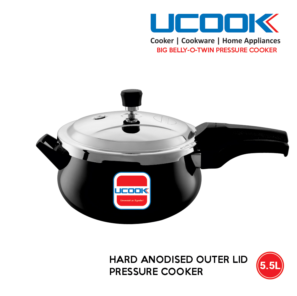 UCOOK Big Belly-O-Twin Induction Base Outer lid with SS Lid 5.5 Litres