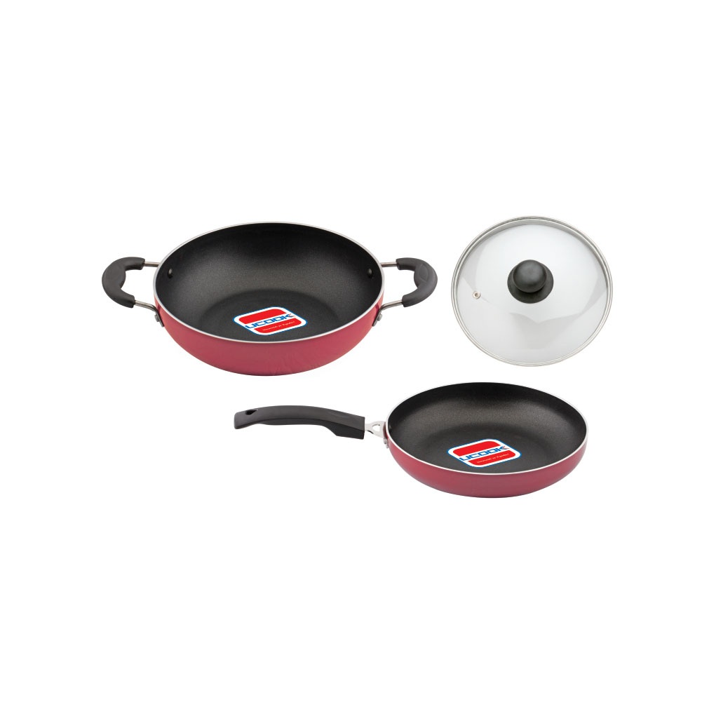 Cookware- Ucook Platinum Non Stick Set 2+1 Kada 240 mm with Glass Lid and Frypan 240mm both with Induction Base 