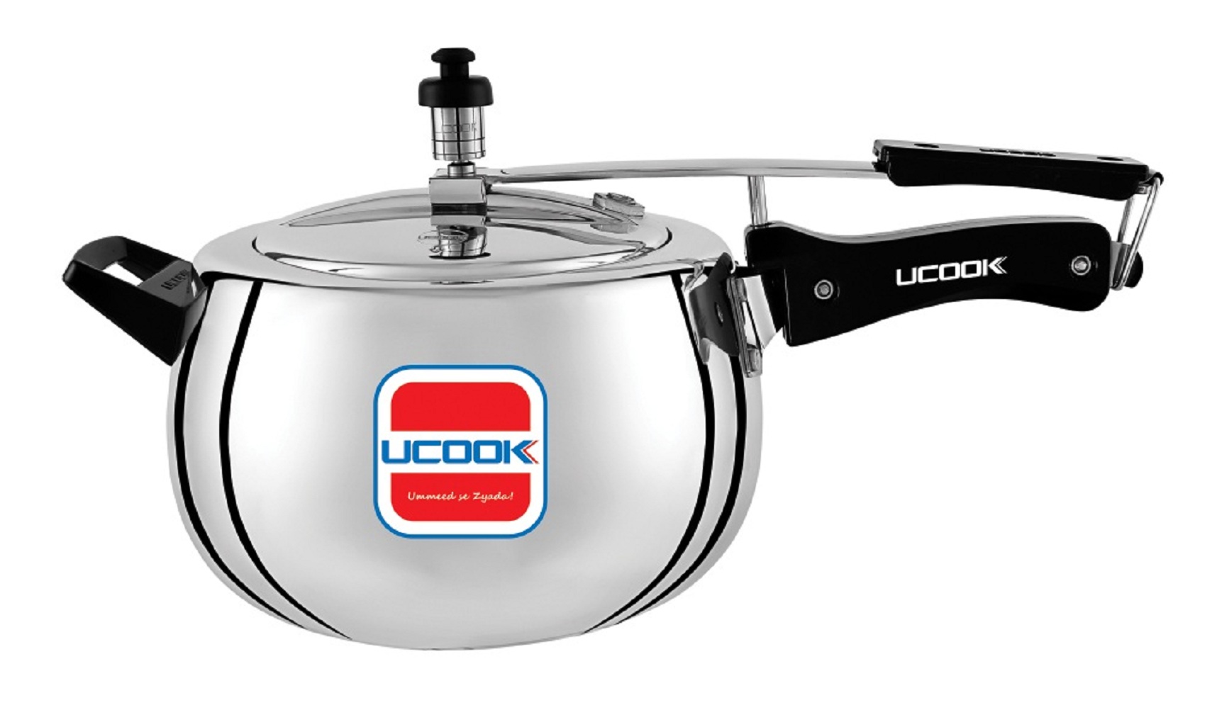 Pressure Cooker - UCOOK Platinum  Silvo Bulging Shape Aluminium Inner lid Cooker 5 Ltr