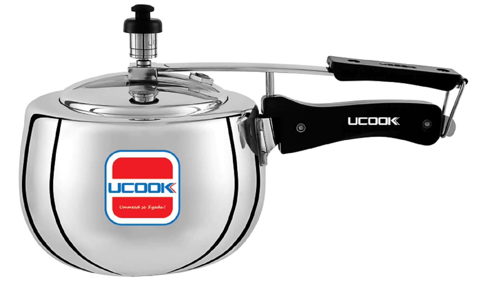 Pressure Cooker - UCOOK Platinum Silvo Bulging Shape Aluminium Inner lid Cooker 3 Ltr 